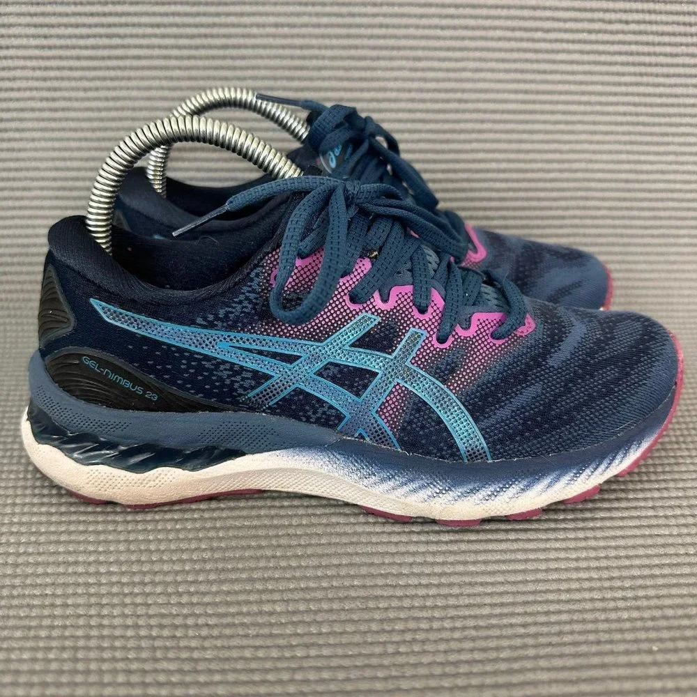 ASICS gel nimbus 23 women’s size 6 blue purple running training marathon shoes